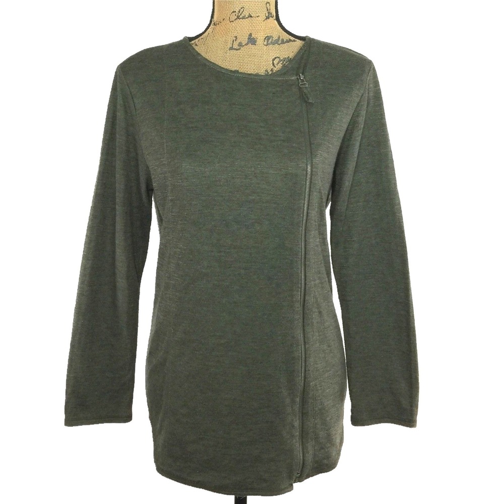 Nurture Moto Jacket SMALL Dark Olive Green Asymmetric Zip Long Pleat Sweatshirt
